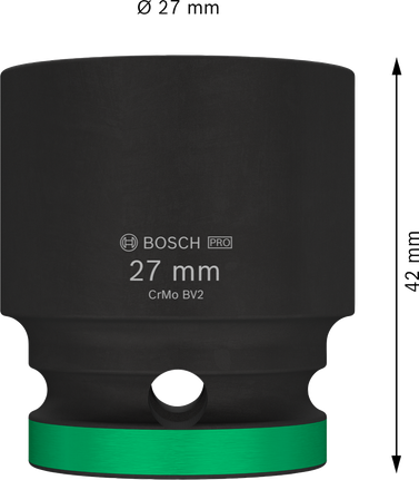 Bosch PRO 冲击套筒 1/2" 27 毫米，适用于重型紧固。.