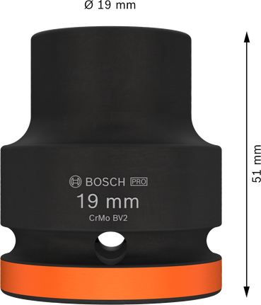 BoschPRO 冲击套筒 3/4 英寸 19 毫米，带橙色环。.