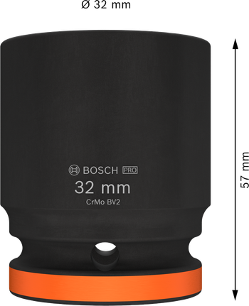 Bosch PRO 冲击套筒 3/4" 32 毫米，适用于重型紧固。.