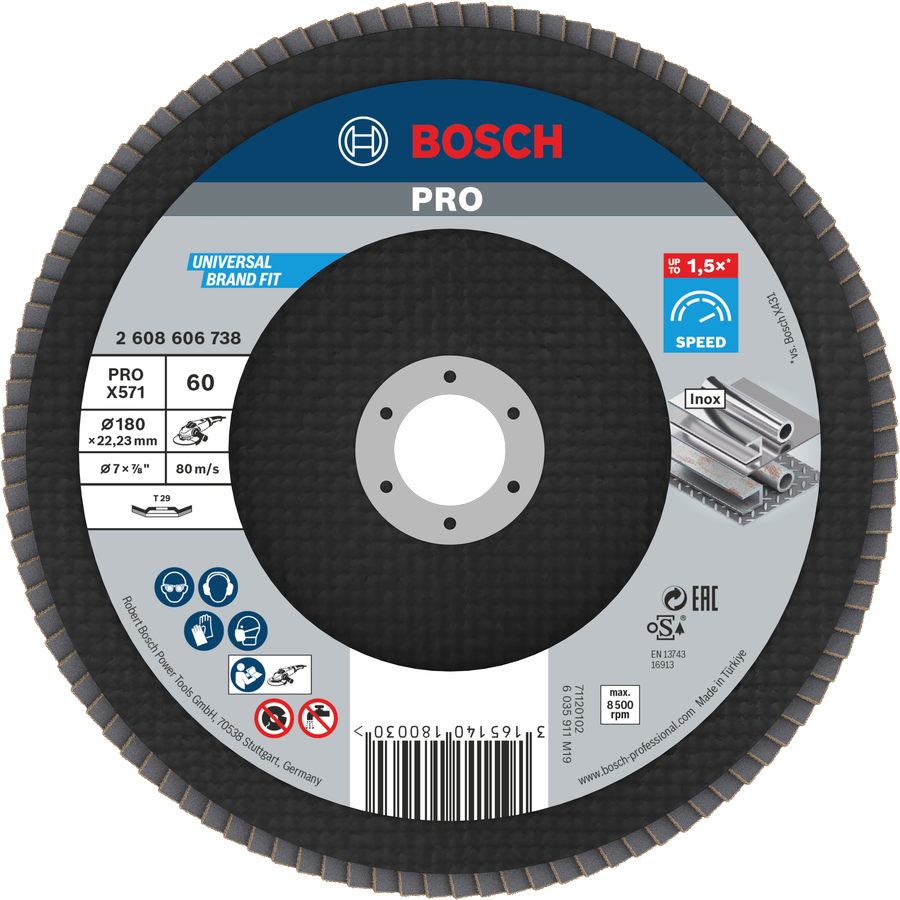 Bosch PRO X571 翻盖磨盘 180mm G60 用于金属研磨。.