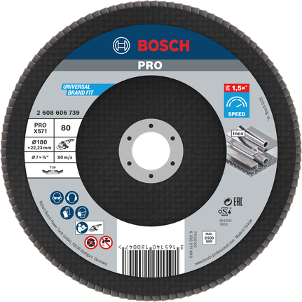 Bosch PRO X571 翻盖磨盘 180mm G80 用于金属研磨。.
