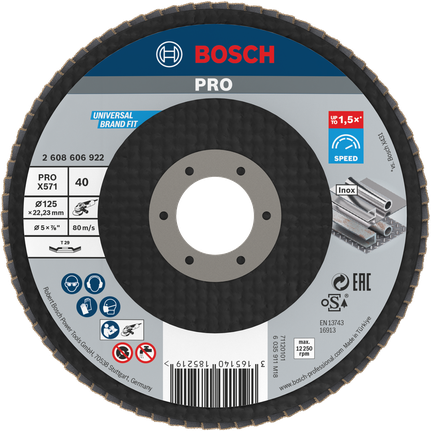 Bosch PRO X571 翻板砂轮，角度 125 毫米，粒度 40。.