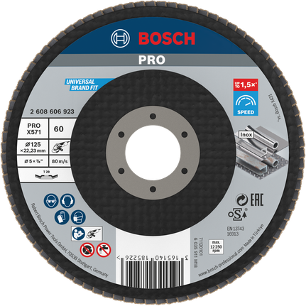 Bosch PRO X571 百叶轮 125mm G60 用于金属研磨。.