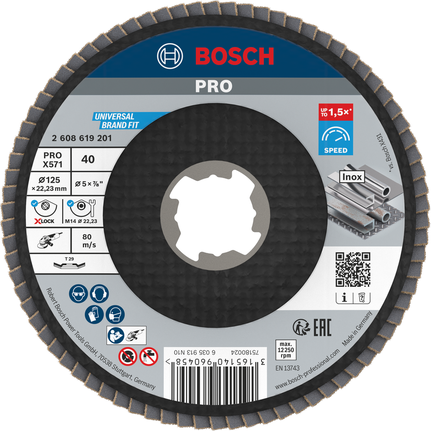 BoschPRO X571 斜角砂轮片 125 毫米 G40 X-Lock。