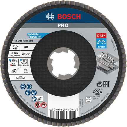 Bosch PRO X571 翻盖盘，角度 125 毫米 G40 X-Lock。.