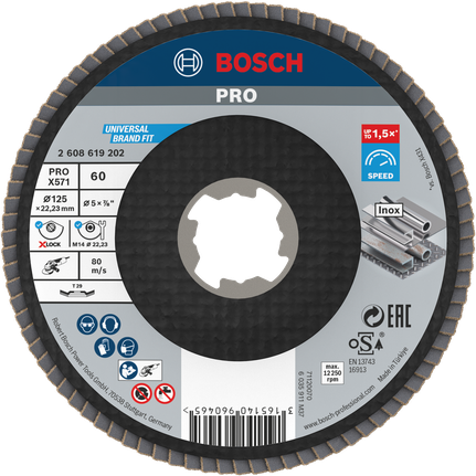 BoschPRO X571 翻盖盘 125 毫米 G60 X-Lock 适用于金属。.