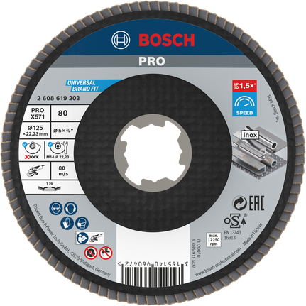 BoschPRO X571 翻盖盘 125 毫米 G80 X-Lock 适用于金属。.