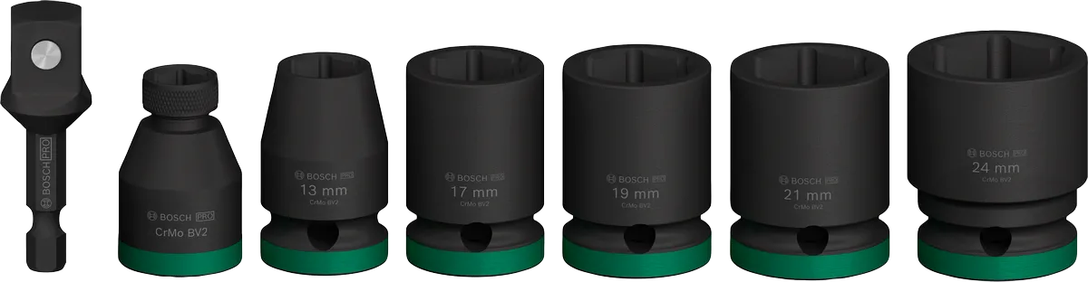 BoschPRO 冲击套筒组，带 1/2 英寸适配器，7 件。.