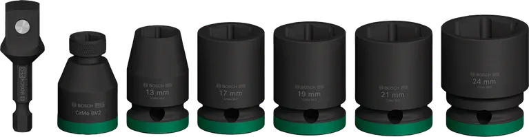BoschPRO 冲击套筒组，带 1/2 英寸适配器，7 件。.