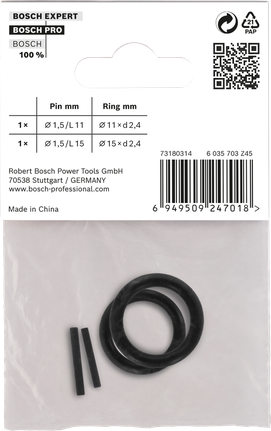 Bosch固定环和销钉套装 1/4″ 4 件.