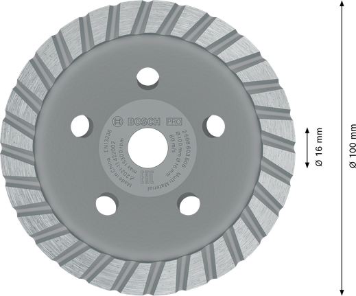 Bosch PRO 多材料研磨头，直径 100 毫米。.