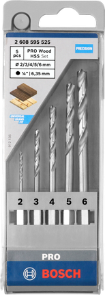 Bosch PRO Wood HSS 麻花钻头套装 5 件。.