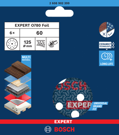 BoschEXPERT O780 125 毫米 60 粒度砂纸片.
