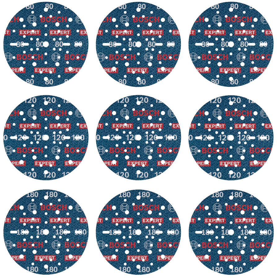 Bosch EXPERT O780 箔砂磨盘套装，150 毫米各种粒度。.