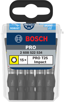 Bosch PRO Torx T25 55 毫米冲击钻头，15 个.