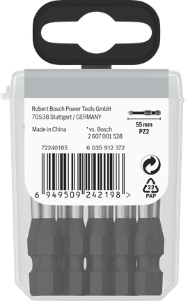 BoschPRO Pozidriv PZ2 冲击批头 55 毫米 15 个装.