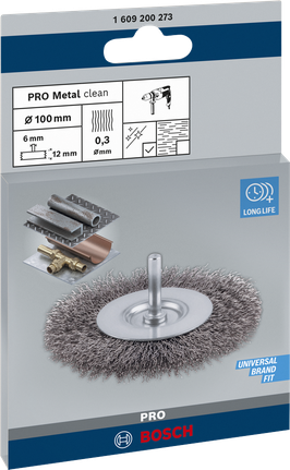 BoschPRO 金属清洁钢丝轮 100 毫米，用于金属清洁。
