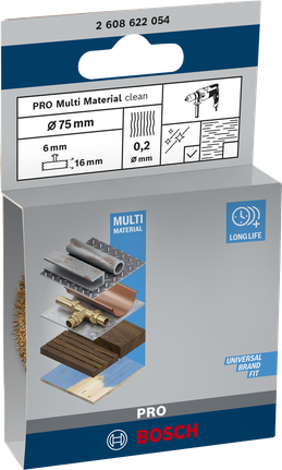 Bosch PRO 多材质清洁钢丝轮 75×0.2 毫米。.