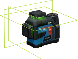 带有绿色光束的BoschGLL 12V-100-33 CG 激光调平工具。.