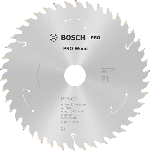 Bosch PRO Wood 无绳圆锯片，42 齿。.
