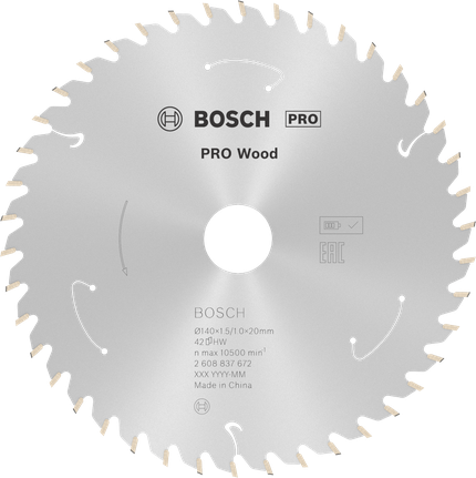 Bosch PRO Wood 无绳圆锯片，42 齿。.