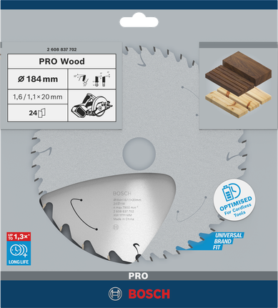 Bosch PRO Wood 184×20 毫米圆锯片。.