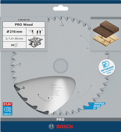 Bosch PRO Wood 216×1.7×30 mm T24 锯片。.