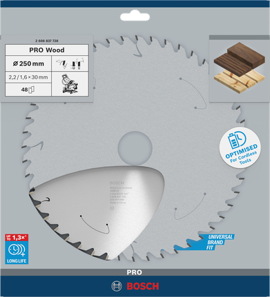 Bosch PRO Wood 250×2.2×30 mm T48 锯片。.