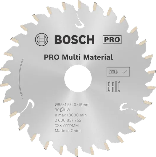 Bosch PRO Multi Material 无绳圆锯片 85 毫米。