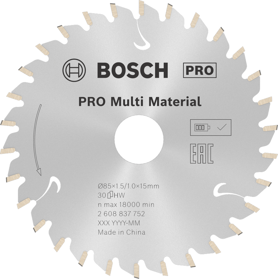 Bosch PRO Multi Material 无绳圆锯片 85 毫米。