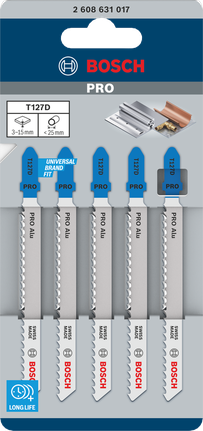 BoschPRO Alu T127D 曲线锯刀片 100 毫米 5 件.