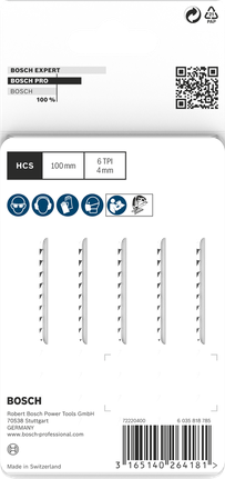 BoschPRO Wood 精密 T144DP 曲线锯刀片 100 毫米 5 件.