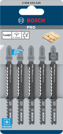 BoschPRO Wood 精密 T144DP 曲线锯刀片 100 毫米 5 件.
