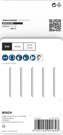 BoschPRO 硬木清洁曲线 T101AOF 曲线锯刀片 83 毫米 5 件.