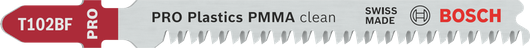 BoschT102BF 曲线锯刀片，用于干净地切割 PMMA 塑料。.