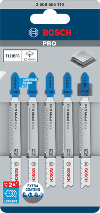 BoschPRO Metal 厚 T121BFC 曲线锯刀片 92 毫米 5 件.