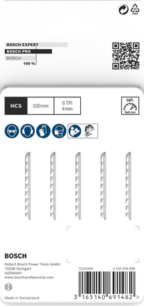 BoschPRO Plastics PP 清洁 T102D 曲线锯刀片 100 毫米 5 件.