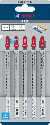 Bosch PRO Plastics PVC T302H 曲线锯刀片 132 毫米 5 件。.