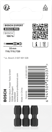 BoschPRO T 冲击钻头 T10 T15 T20 55 毫米 3 件.
