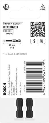 BoschPRO Torx T10 55 毫米批头 2 件装.