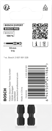 BoschPRO Torx T15 55mm 批头 2 件装.