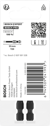 BoschPRO Torx T20 55mm 批头 2 件.