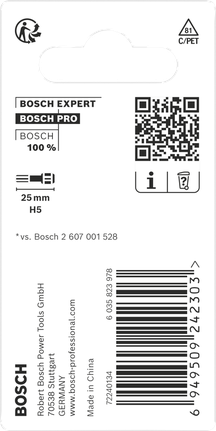 BoschPRO 六角冲击批头 H5 25 毫米 2 件.