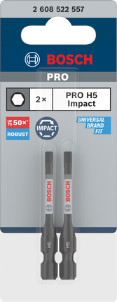 Bosch PRO H5 55 毫米六角冲击钻头 2 件。.