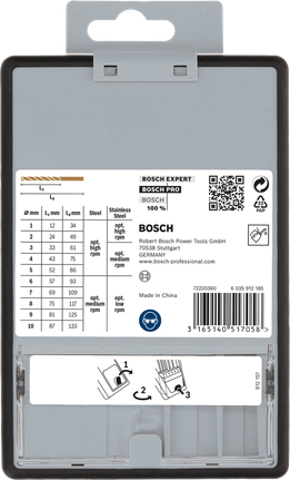 BoschPRO 不锈钢 HSS-Co 麻花钻头套装，10 件装。
