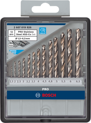 BoschPRO 不锈钢 HSS-Co 麻花钻头套装 13 件套