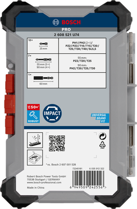 Bosch PRO 冲击螺丝刀头套装 20 件。.
