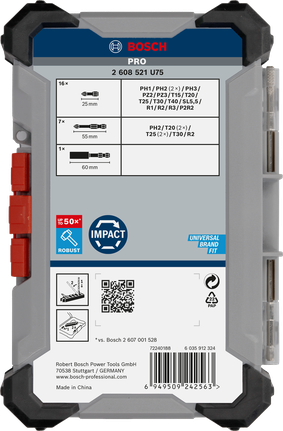 Bosch PRO 冲击螺丝刀头套装 24 件。.