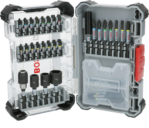 Bosch PRO 冲击螺丝刀头套装 33 件，带颜色编码。.