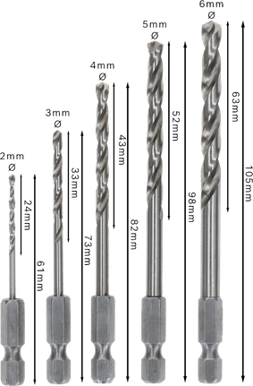 Bosch PRO Metal HSS-G 六角麻花钻头套装，5 种尺寸。.